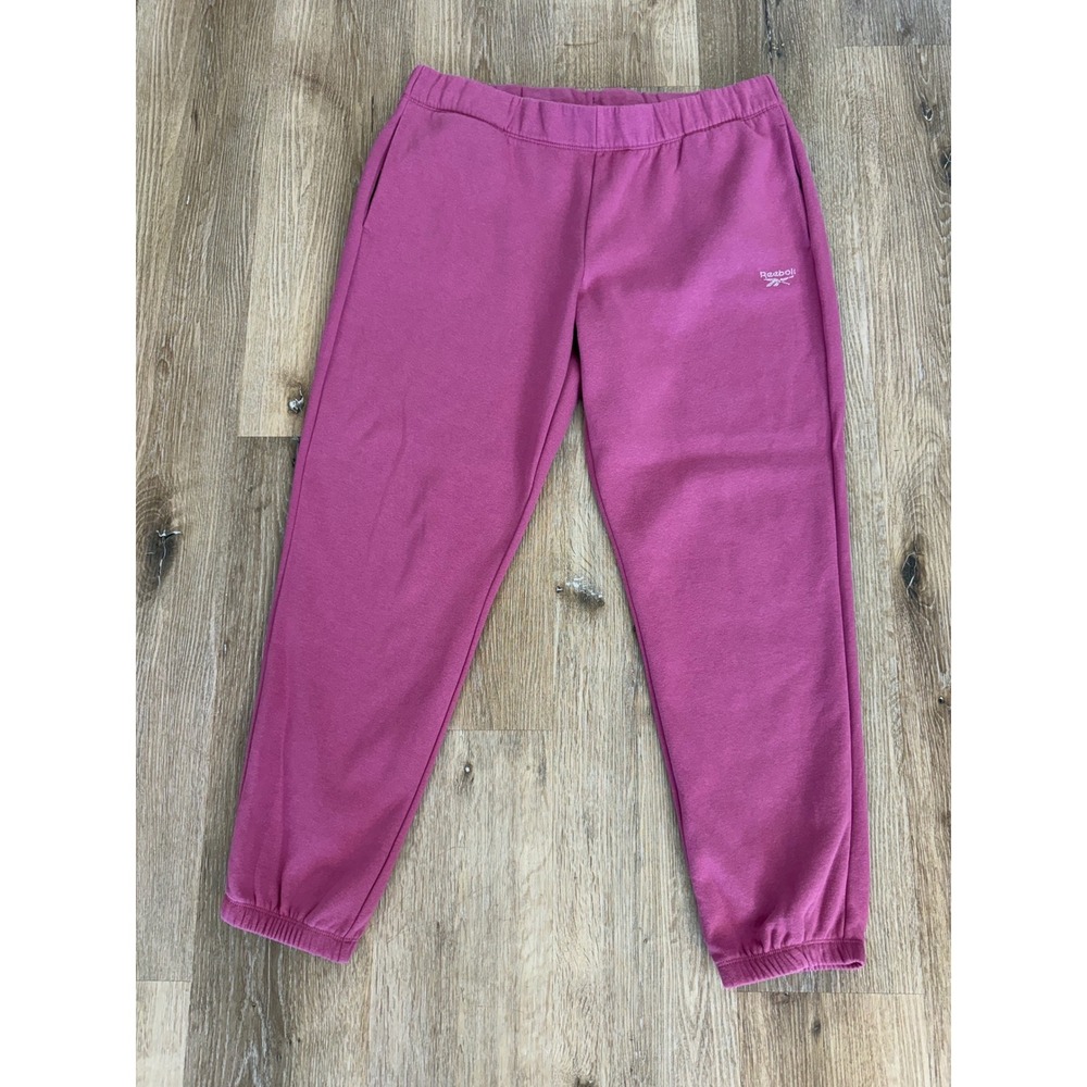 Reebok Y2K Joggers Womens XL Pink Rhinestone Logo High Rise Fleece Sweatpants